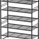 5 Tier Shoe Rack Closet Metal Heavy Duty, Stackable, Black