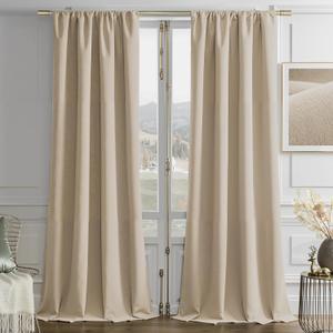 Joydeco Latte Coffee Velvet Curtains 84 Inches 2 Panels, Luxury Thermal Insulated Soft Blackout Curtains for Bedroom & Living Room, Room Darkening Velvet Drapes, Rod Pocket (52W x 84L)