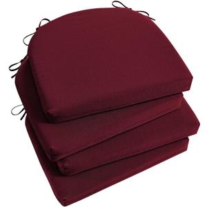 Basic Beyond Outdoor Chair Cushions Set of 4, Outdoor Cushions for Patio Furniture, Water Resistant Patio Chair Cushions with 2 Ties, 17x16x2, Burgundy