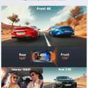 4K 3 Channel Dash Cam Front and Rear,4K+2.5K+1080P Dash Camera for Cars Inside,3.2" Screen Dash Camera for Cars, WiFi APP Control,4 IR Night Vision, G-Sensor, 24H Parking Mode, 64GB SD Card Included