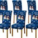 Moukeren 6 Pcs Dining Chair Covers Snowman Stretch Chair Protector Slipcovers Let It Snow Removable Washable Seat Protector for Xmas Holiday Party Dining Chair Decor(Blue)