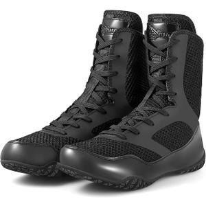 Wrestling Boxing Shoes,Men's High Top Boxing Boots,Women's Non-Slip Boxing Boots,Sports,Fighting,Fitness,Weightlifting,Martial Arts,Boxing Boots Black, Size 7