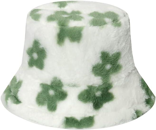 Fuzzy Bucket Hats Plush Bucket Cap Warm Soft Adjustable Winter Spring Furry Fisherman Bucket Hat for Women Men