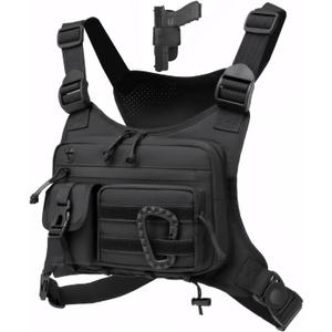 Muserise Outdoor Chest Bag For Men and Women, Tactical Vest For Running, Cycling, EDC Chest Pack Rig For Sports and Workouts (Black)