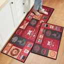 2 Piece Coffee Kitchen Rugs Set,Non Skid Washable Kitchen Mats for Floor,Kitchen Sink Runners Home Decor Essentialss(Coffee)