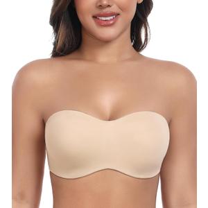 DotVol Women's Seamless Bandeau Unlined Underwire Minimizer Strapless Bra for Large Bust (Teal), 34DD