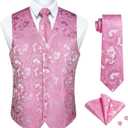 Enlision Suit Vest for Men Formal Paisley Mens Vests Dress Tie and Pocket Square Cufflinks Set Waistcoat Wedding Business