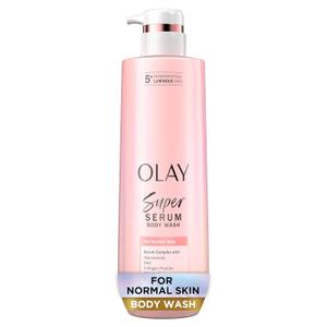 Olay Super Serum Body Wash for Normal Skin, 24hr Long Lasting Hydration, 5+ Ingredient Serum Complex for Bright Even Firm Luminous Skin, 18.5 fl oz