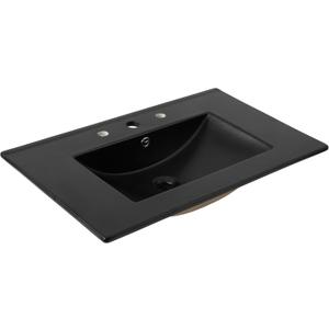 JONATHAN Y Ancillary 30" Bathroom 3-Hole Sink Top, Black
Ceramic Vanity, 18.25" Rectangular Single Basin, Matte Finish, 8" Centerset Faucet Holes, Overflow Drain, Contemporary Style