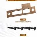 4pcs Antique Brass Door Strike Plate Latch with Screws Solid Brass Replacement Latch Striker Keeper for Mortise, Vintage, Striker, Keeper (3.5inch)