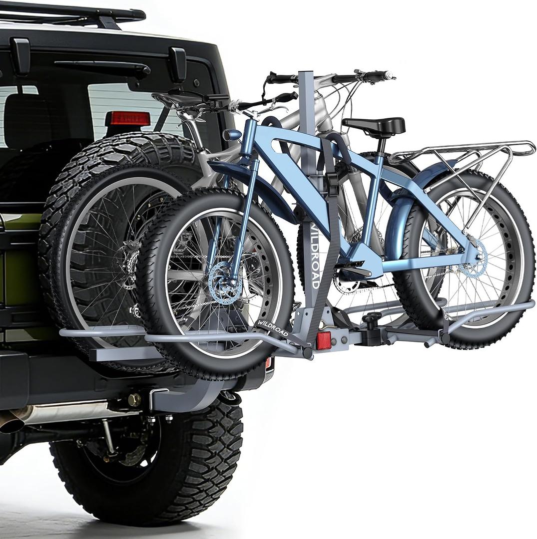 WILDROAD Hitch Bike Rack, Wobble Free Smart Tilting Bike Rack, Foldable 2-Bike Rack for Standard, Fat Tire and E-Bike, 2-Bike 180 lbs Capacity, Fits 2-inch Receiver 29.5 x 14.9 x 10.2 inches