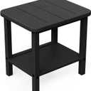 Patio Side Table, Outdoor HDPE Adirondack End Table for Patio,Outdoor Side Table for Backyard, Garden, Pool, Lawn,Black