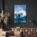 Vintage Surfing Posters Blue Ocean Summer Scenery by the Sea Canvas Wall Art White Waves Extreme Water Sports Prints for Bedroom Dorm Home Beach Decor 8x12inch Framed (style-5)