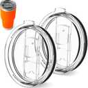 2 Pack Universal 30 oz Tumbler Lids - Sliding Closure Spill-Proof & Splash Resistant Replacement - Compatible with Yeti, Ozark Trail Rambler, and Other Double-Wall Stainless Steel Cups