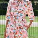 PRETTYGARDEN Womens Rompers for Summer 2025 Beach Vacation Clothes Short Sleeves Floral Jumpsuits Beach Cover Up (XL)