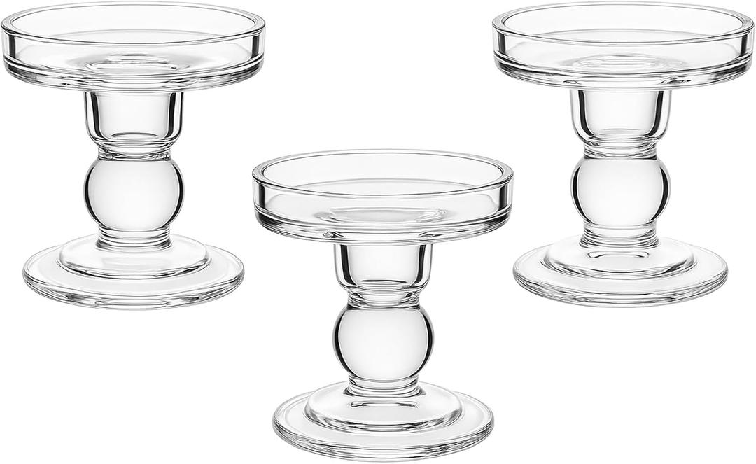 Glass Candle Holders for Pillar Candle, Unity Candle Holder Set of 3 for Wedding Ceremony Set, Candlestick Holder for Table or Home Decoration