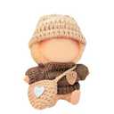 Doll Clothes Set for 17cm (6.7") Doll, Cute 3-Piece Handmade Outfit with Accessories - Brown Knit Top + Light Brown Hat + Love Heart Backpack (No Doll) (Brown)
