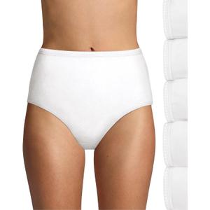 Hanes Women's Underwear, Ultimate High-Waist Brief Panties, Moisture-Wicking Underwear for Women, 6-Pack (White, L)