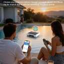 T2B Solar Pool Skimmer Robot via App & Remote Control, 2026 Upgraded Automatic Robotic Pool Surface Cleaner with 24/7 Cleaning, Dual Charging, Auto-Dock & Smart Nav, Inground & Above-Ground Pools