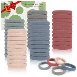 Bessrung 100 PCS Seamless Nylon Hair Ties, No Damage Elastics Hair Ties for Women Girls, Soft Stretchy Ponytail Holders for Thin Thick Hair, Snag-Free Hair Bands(Lake-Blue)