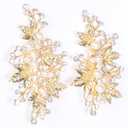 Wedding Hair Clips (Set of 2) - Rhinestone Pearl Hair Accessories for Bridal Women (Gold)