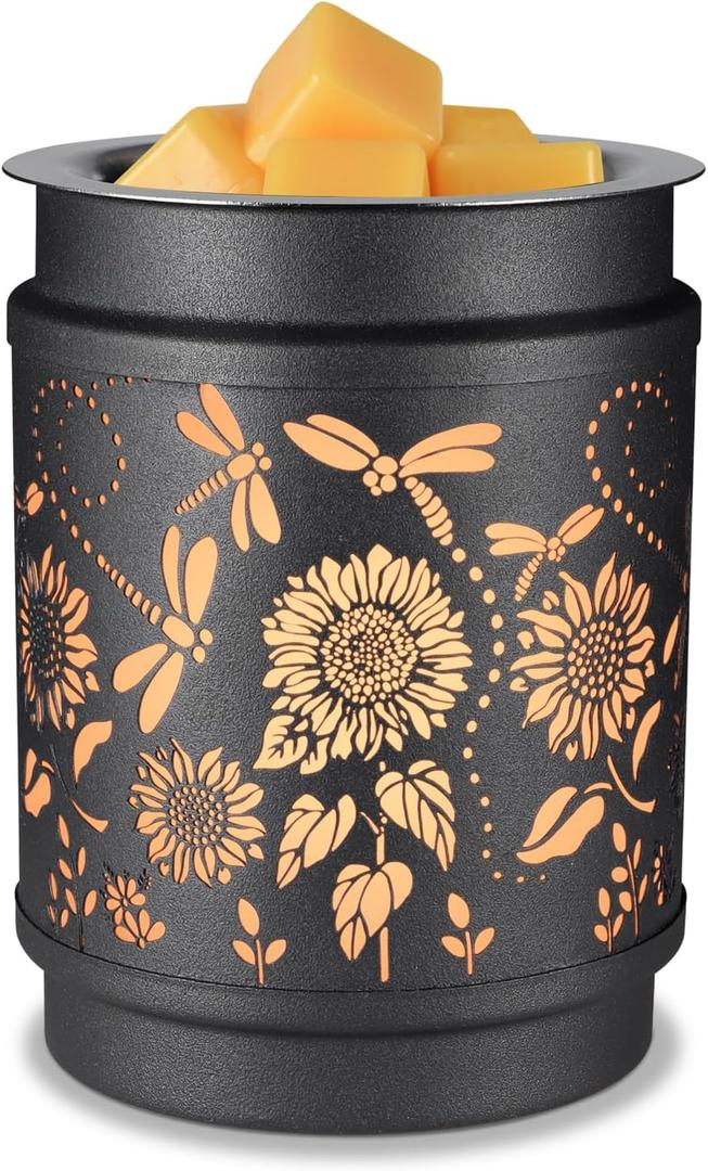 kobodon Wax Melt Warmer Metal Wax Warmer for Scented Wax Electric Fragrance Candle Oil Burner 2 in 1 Wax Melts as Gifts for Moms Grandma Women Girls(Sunflower)