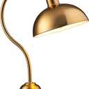 O'Bright Bankers - Cordless LED Table Lamp, Battery-Operated, Rechargeable, 3-Level Dimming, Universal USB-C Charging, 180° Swivel Head, Luxury Metal Shade, Antique Brass