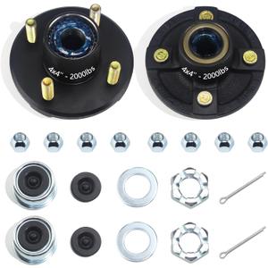 2 Sets Trailer Hub Kits 4 on 4'' for 2000 lbs 1'' BT8 Straight Axle Spindle, Prelubricated L44643 Bearings 4x4'' Trailer Replacement Idler Hub 4 Lug Bolt Trailer Wheel Hub Kit