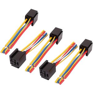 uxcell DC 12V/24V 80A 5-Pin Wire Cable Relay Socket Harness Connector 5pcs for Car Truck