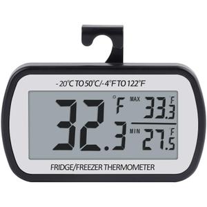 AEVETE Refrigerator Thermometer Digital Fridge Thermometer for Freezer with Magnetic Back Large LCD, No Frills Easy to Read (Black) (1 pack)