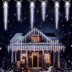 (New) Outdoor Icicle Lights, 16.2Ft 40 LED Twinkling Icicle String Lights, Connectable 40 Tubes Chrisitmas Lights, Waterproof Hanging Christmas Ornament Plug in for Wedding, New Year, Home Decor