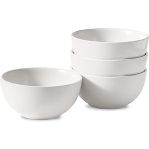 Cereal Bowls Set of 4, 24 oz Bowls for Kitchen, Ceramic Bowls for Salad, Fruit, Breakfast, Dessert, Stoneware Soup Bowls, Dishwasher & Microwave Safe, Matte White