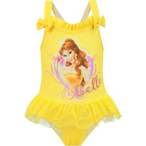 Disney Princess Girls Beauty and The Beast Swimsuit One Piece Belle Swimming Costume (7, Yellow)