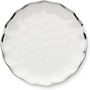 Regency Silver 9-Inch Porcelain Salad Plates  Set of 4 Elegant Silver-Trimmed Plates  Perfect for Appetizers, Salads & Desserts  Durable, Dishwasher-Safe Tableware for Everyday & Formal Dining