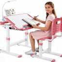 Decofy Kids Desk and Chair Set, Height Adjustable Study Table for 3–12