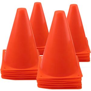 7 Inch Plastic Traffic Cones Sport Training Agility Marker Cone for Soccer, Skating, Football, Basketball, Indoor and Outdoor Games (Orange, 24 Pack)