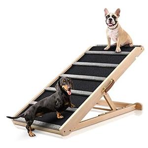 Dog Ramp for Bed - Extra Wide 17’’, Non-Slip Rubber Surface Excellent Traction, Pet Ramp for Small Large Dogs to Get on High Couch Car, Hold up to 200lb, Adjustable, Foldable