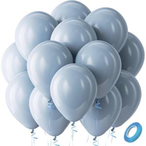 Bezente Dusty Blue Balloons Latex Party Balloons - 100 Pack 12 inch Round Helium Haze Blue Balloons for Birthday Bridal Shower Wedding Gender Reveal Engagement Graduation Party Decorations (09-blue-m71)