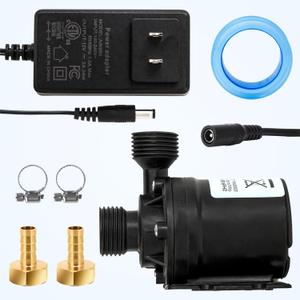 14A DC 12V Water Pump Circulation Pump- 3.43GPM, 19.6ft Lift, Ultra-Quiet Brushless Motor w/Adapter - for Solar Heaters, RVs, Brewing & Farms (Non-Self-Priming)