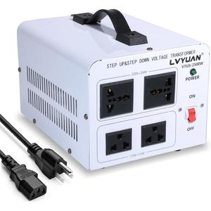 LVYUAN 2500W Voltage Transformer Power Converter Step Up 110V to 220V, Step Down 220V to 110V, 110/120 Volt - 220/240 Volt