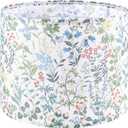 GOSO 1pcs Medium Lampshade Polyester Fiber Printing Flowers Drum Lamp Shade For TableLamp,Floor Lamps,Diy Pendant Light,Wall Hanging,Spider Fitter 13 "Top x 13" Bottom x 10 "Heigh,Assembly Required (Multicolour-4)