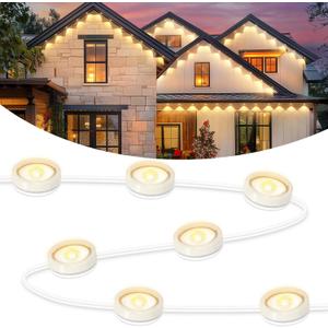 Brightever Permanent Outdoor Lights, Upgraded Warm White Outdoor Light 100FT with 72 LED Lighting, IP65 Waterproof Eaves Lights for Daily, Garden, TV Backlights, Christmas Decor, Dimmable