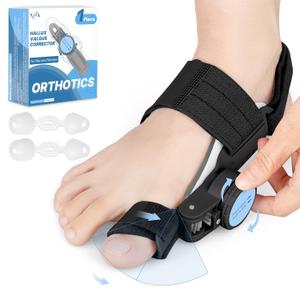 Bunion Corrector for Women Men: Big Toe Straightener Bunion Fix with Adjustable Knob-Orthopedic Bunions Splint Brace Toe Alignment Correction for Hallux Valgus Pain Relief Day/Night 1PCS (Black)