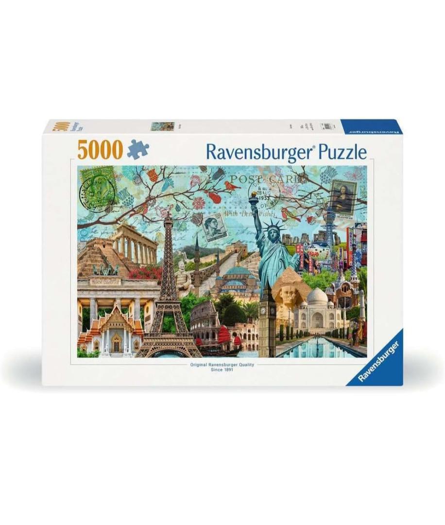 Ravensburger  Big City Collage  5000 Piece Jigsaw Puzzle  Stunning Vivid Colors  The Globes Biggest Cities  Postcard Rendition  Frameable  Premium Quality  Puzzles for Adults