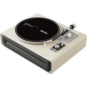 SEVIA Record Player Vintage Turntable for Vinyl Records with Built-in Speakers Bluetooth Retro Phonograph (WHITE)