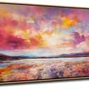 DVQ ART Canvas Wall Art for Living Room Large Size - Coastal Sunset Canvas Prints - Beach Wall Art for Home Decor, Ocean Scenery Picture, Framed Seascape Poster 24"x48" for Bedroom Bathroom Decor