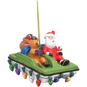 Cape Shore Christmas Resin Ornament, Paddle Boating Santa and Deer, Holiday Tree Decoration, Home Collection