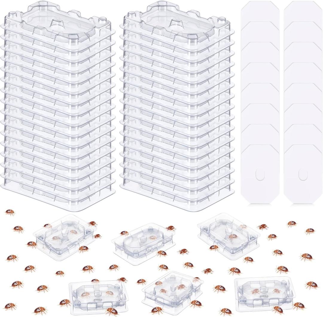 Qualirey 32 PCS Bed Bug Detector Reusable, Bedbug Traps with Strong Glue, Bedbug Interceptors, Early Detection Glue Trap for Bed Legs, Indoor Pest Control Blocker for Home and Travel (Clear-16 Set)