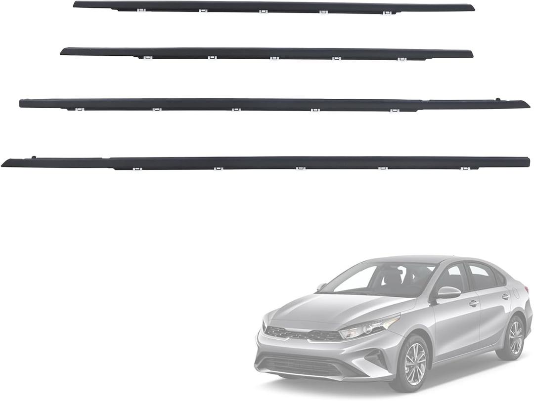 Window Weather Stripping Molding Trim Belt 82210-M6000 82220-M6000 83210-M6000 83220-M6000 Compatible with Kia Forte 2019 2020 2021 2022 2023 |Outer Door Window Moulding Trim Weatherstrip