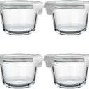 H.JSS WDJS 2 Cup Round Glass Food Storage Containers with Airtight Lids,18oz Round Glass Soup Container, BPA free food storage containers for Soup, Leftover. Microwave, Freezer, Dishwashe safe4pack